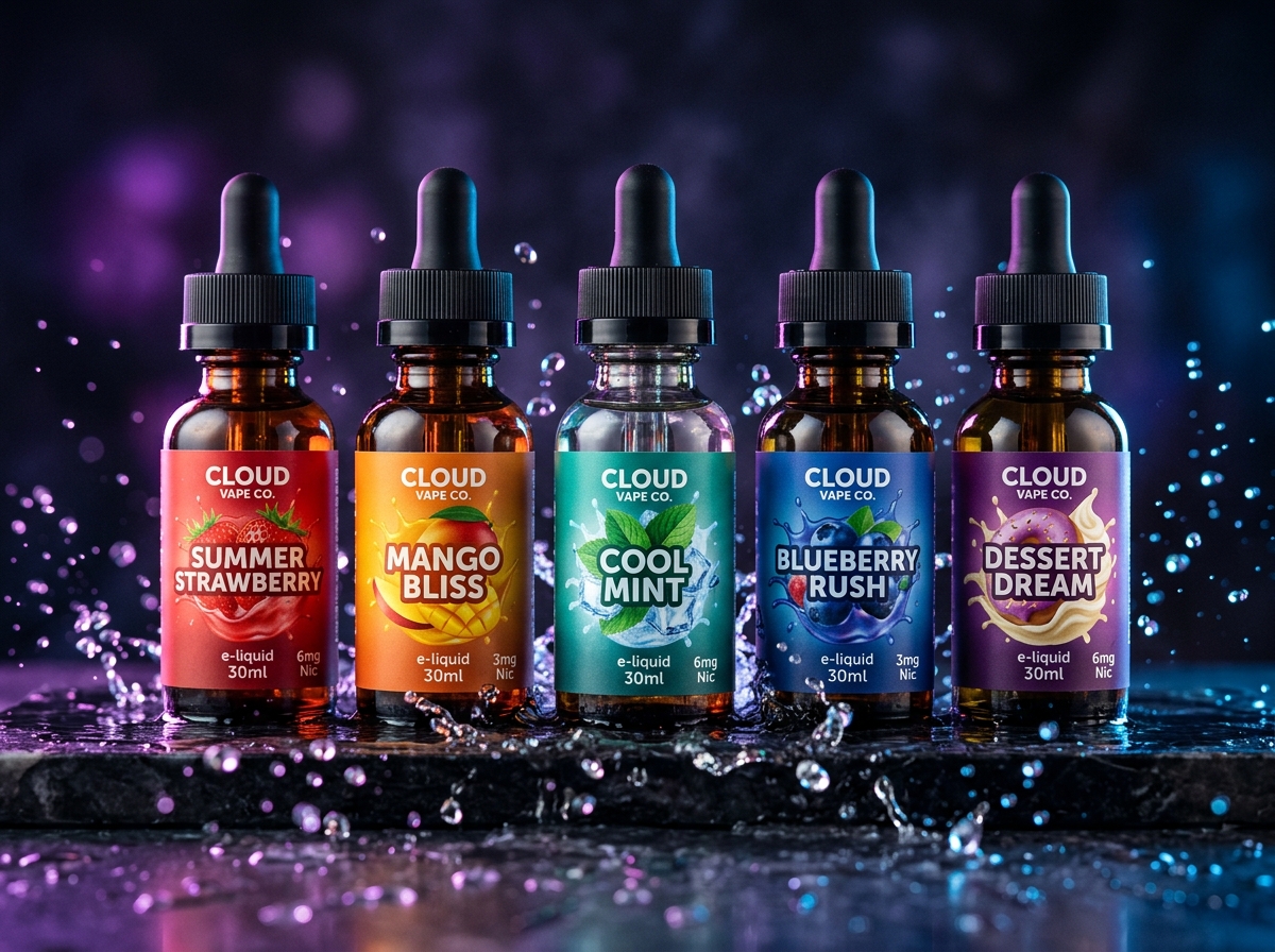 E-liquids vape juice bottles
