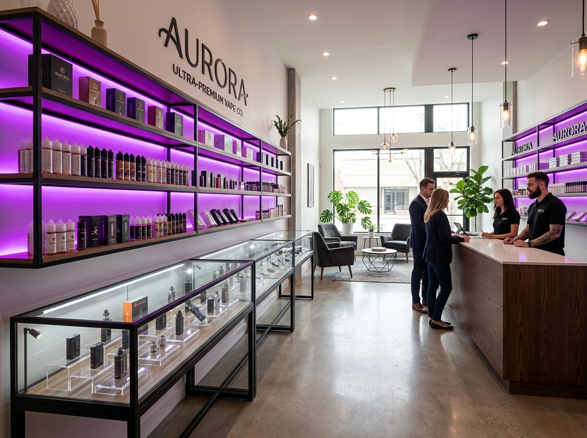 Interior view of Smoke N More clean retail store layout